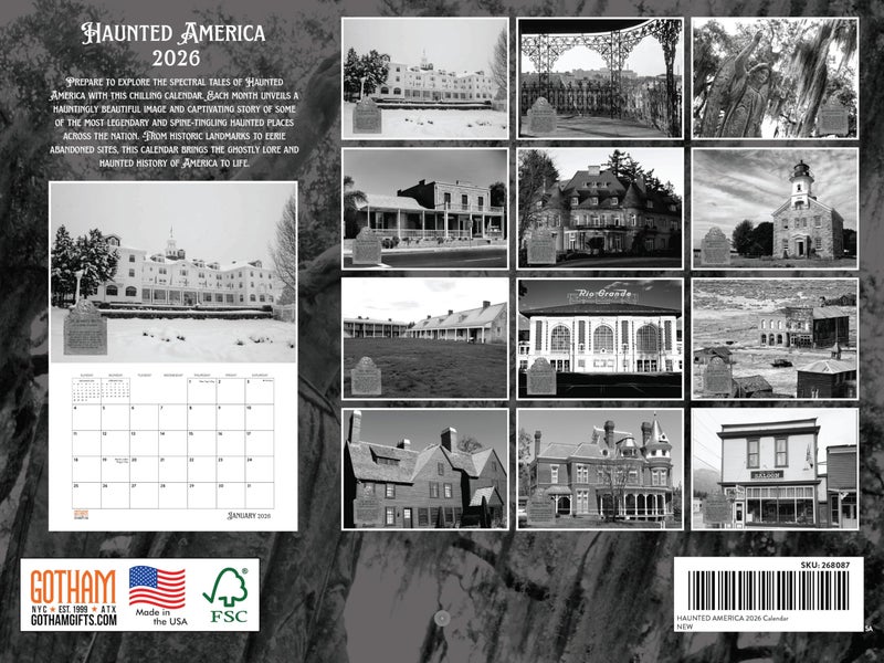 Poster Foundry Haunted America Calendar 2026 Monthly Wall Calender 12 Month | American Made In The USA - Image 2