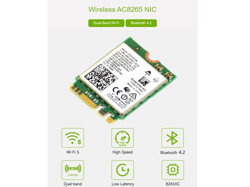 Waveshare Wireless-AC8265 Dual Mode AC8265 Wireless NIC Module for Jetson Nano Developer Kit M.2 NGFF Support 2.4GHz / 5GHz 300Mbps / 867Mbps Dual Band WiFi and Bluetooth 4.2 - Image 2