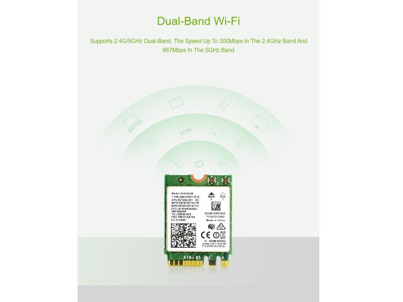 Waveshare Wireless-AC8265 Dual Mode AC8265 Wireless NIC Module for Jetson Nano Developer Kit M.2 NGFF Support 2.4GHz / 5GHz 300Mbps / 867Mbps Dual Band WiFi and Bluetooth 4.2 - Image 3