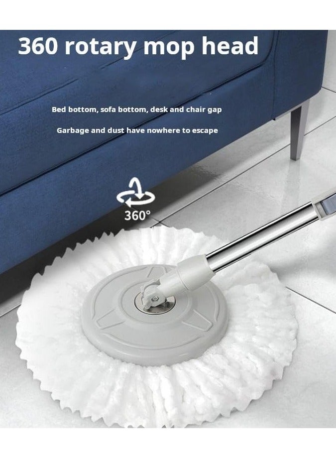 ممسحة دوارة ودلو من مانيس بعجلات ومقبض قابل للتمديد، ممسحة دوارة 360 درجة لتنظيف الأرضيات تتضمن 2 عبوة إعادة تعبئة من الألياف الدقيقة ورؤوس ممسحة لتنظيف سهل (رمادي) - Image 4