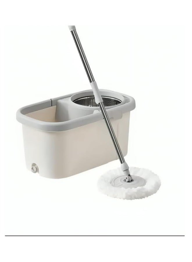 ممسحة دوارة ودلو من مانيس بعجلات ومقبض قابل للتمديد، ممسحة دوارة 360 درجة لتنظيف الأرضيات تتضمن 2 عبوة إعادة تعبئة من الألياف الدقيقة ورؤوس ممسحة لتنظيف سهل (رمادي) - Image 5