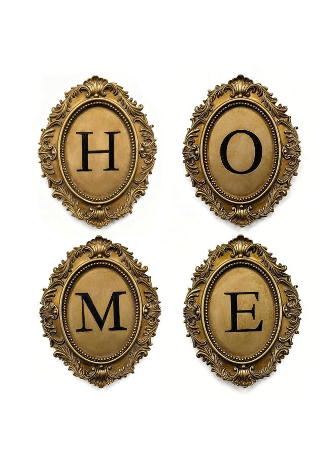 Stylor Vintage HOME Sign Gallery Wall Decor - Letters with Gold Frame Wall Sculpture, Antique Victoria Hanging Decor for Home Entryway, Oval Baroque Family Living Room Art - Image 1