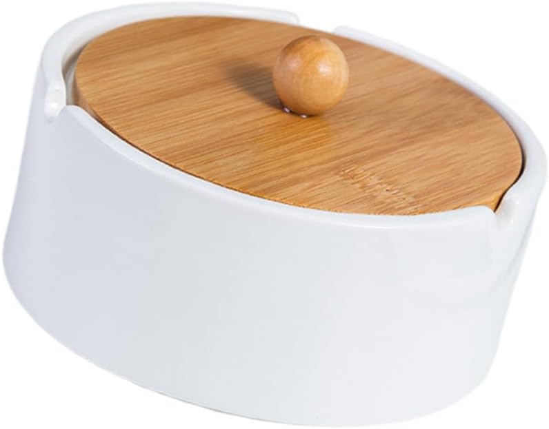 Ceramic Windproof Ashtray with Lid White Desktop Smokeless Indoor Outdoor Use Vintage Design - Image 2