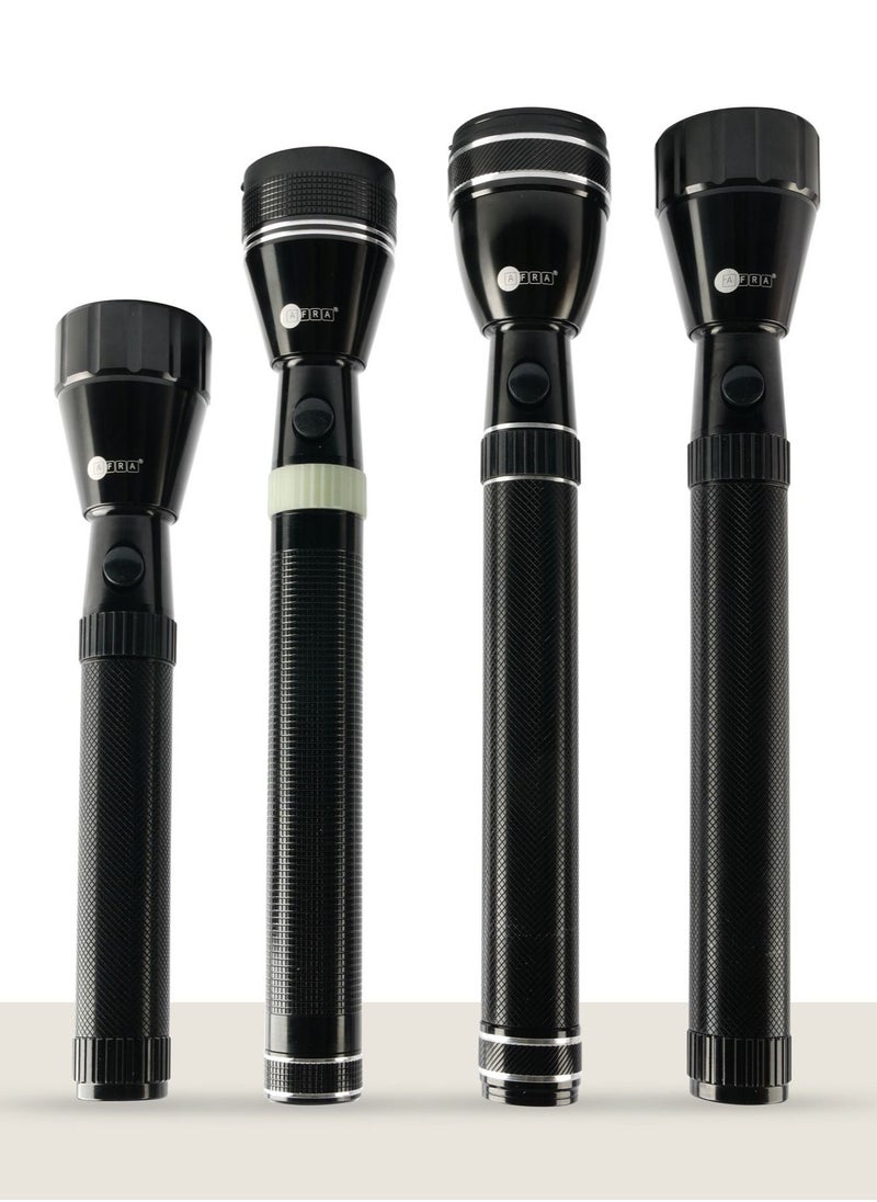AFRA AFRA LED Flashlight Set, 5W, 4 in 1 Combo, Rechargeable Battery 1500MAH, Waterproof, Shock and Corrosion Resistant, Heavy-duty Design, With AC Adapter, AF-0004COMB, 2 Years Warranty  - Image 1