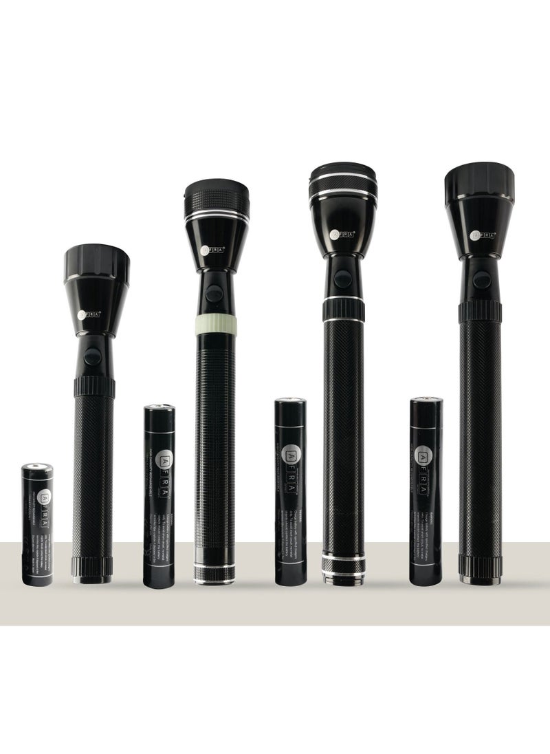 AFRA AFRA LED Flashlight Set, 5W, 4 in 1 Combo, Rechargeable Battery 1500MAH, Waterproof, Shock and Corrosion Resistant, Heavy-duty Design, With AC Adapter, AF-0004COMB, 2 Years Warranty  - Image 2
