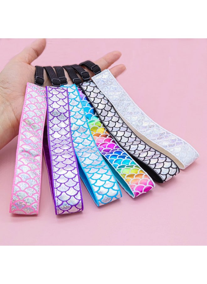 FROG SAC - 6 Mermaid Elastic Headbands For Girls Adjustable Non Slip Headband Hair Accessories For Kids Stretch No Slip Head Bands For Preteen Girl Mermaids Birthday Party Favors - Image 1