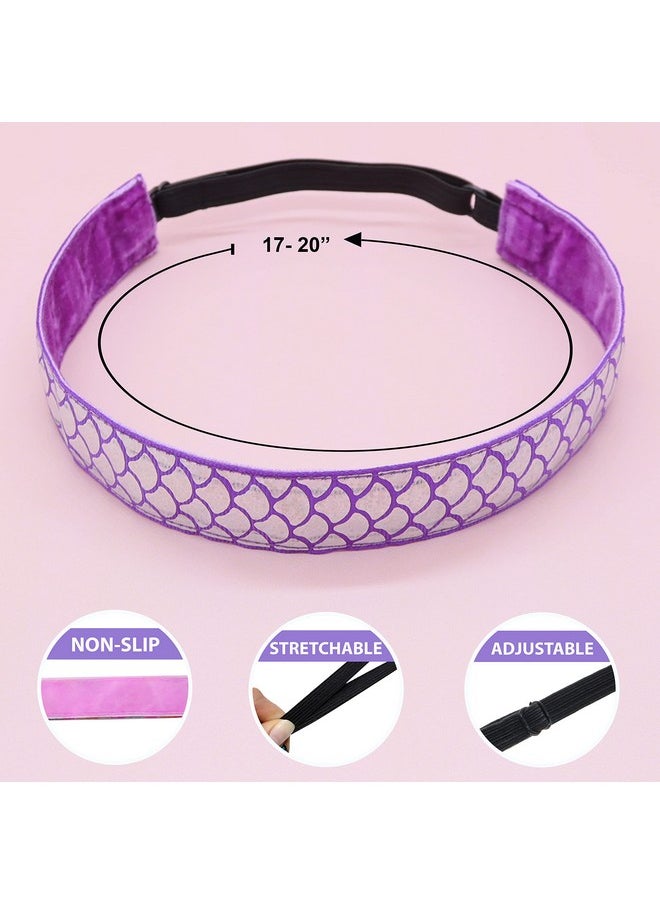 FROG SAC - 6 Mermaid Elastic Headbands For Girls Adjustable Non Slip Headband Hair Accessories For Kids Stretch No Slip Head Bands For Preteen Girl Mermaids Birthday Party Favors - Image 1