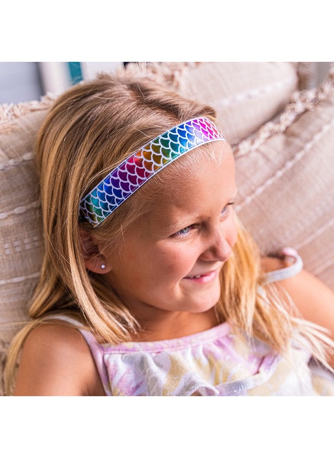 FROG SAC - 6 Mermaid Elastic Headbands For Girls Adjustable Non Slip Headband Hair Accessories For Kids Stretch No Slip Head Bands For Preteen Girl Mermaids Birthday Party Favors - Image 1
