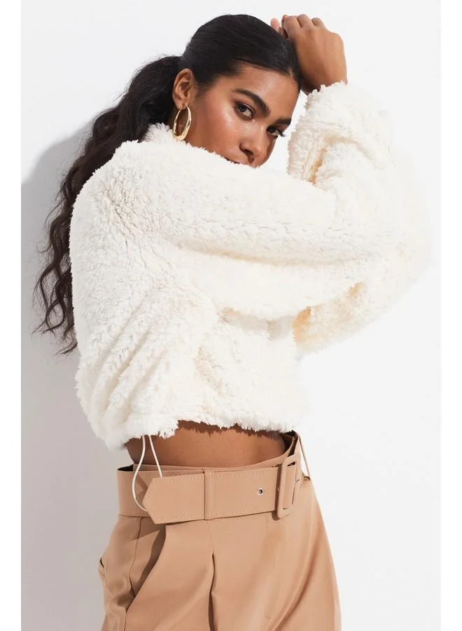 JUNE June Plush Sweatshirt Ecru