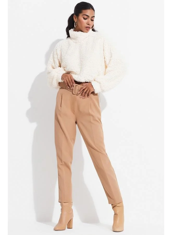 JUNE June Plush Sweatshirt Ecru