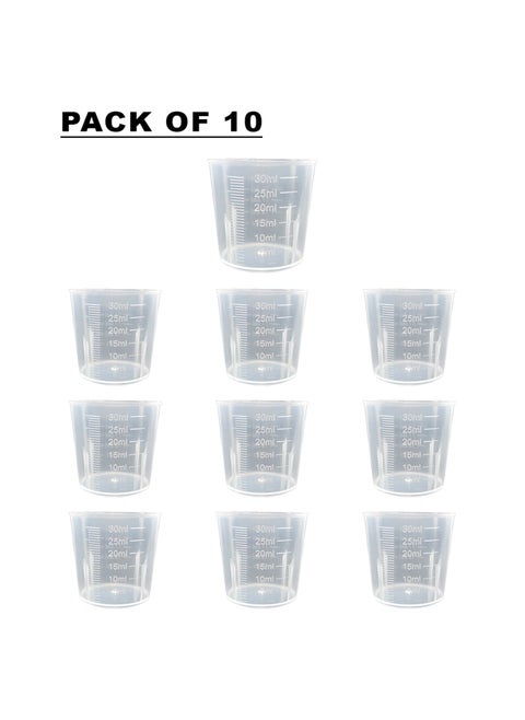 Set of 10 Reusable Medicine Cups | 1oz. (30ml) Graduated Plastic Cups with Easy-to-Read Measurements | Non-Toxic and Durable Design