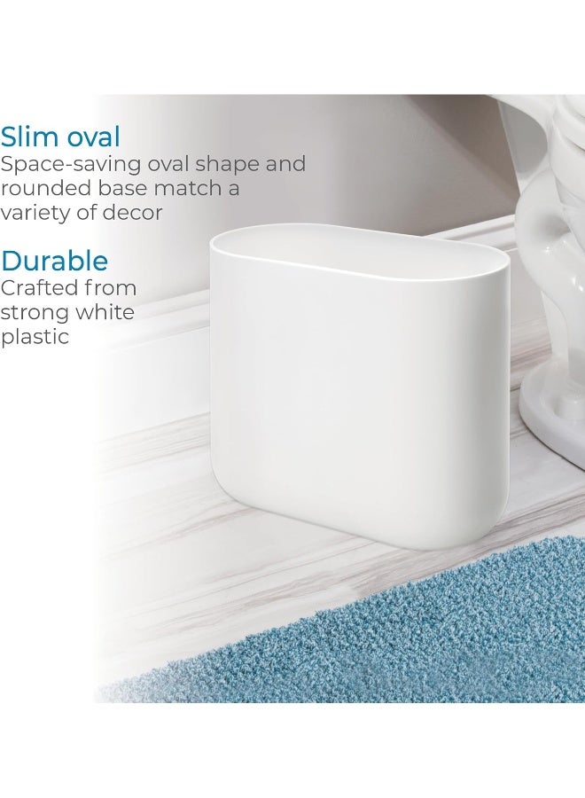 iDesign Slim Oval Plastic Waste Basket The Cade Collection 1056 x 55 x 977 White - Image 2