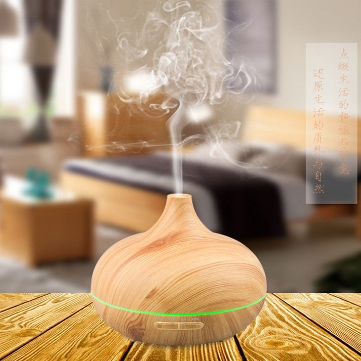 Mini Ultrasonic Aroma Humidifier with Wood Grain Design - Image 1