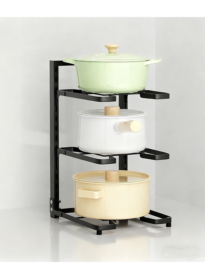 Height Adjustable Pot Rack Organizer, 3 Tier Heavy Duty Cookware Stand, Under Sink Kitchen Storage Rack for Pots and Pans - Image 1