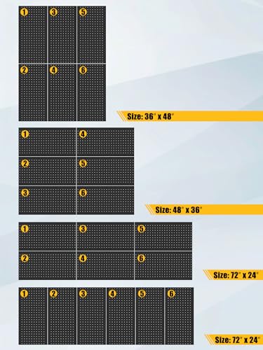 PBHEPJ 6 Pcs Metal Pegboard Panels, Heavy Duty Peg Boards for Garage and Garden Tool Storage, Includes Drywall Anchors and Screws Kits, Black - Image 4