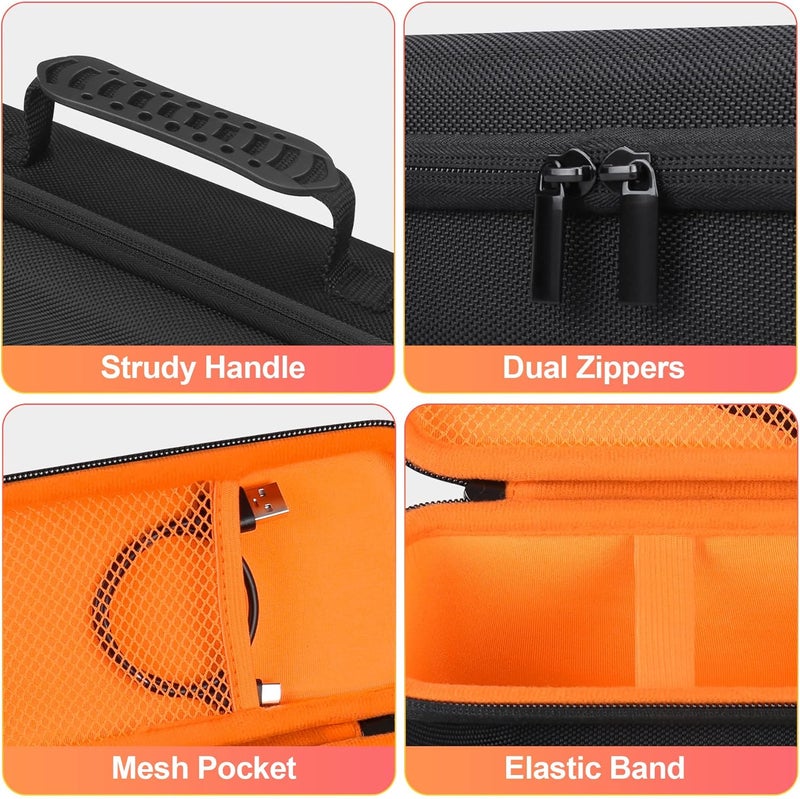 bovke Carrying Case for Bushnell Wingman View Golf GPS Speaker, Extra Mesh Pocket for Charging Cords and Accessories, Black/Orange - Image 3
