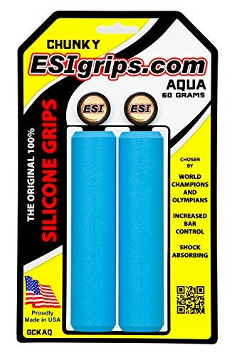 ESI Grips Chunky - Silicone MTB Grips - Ultimate Comfort and Control for Mountain Bikers and E-Bike Riders, Durable Bicycle Handlebar Grips for a Smooth Ride (Aqua) - Image 2