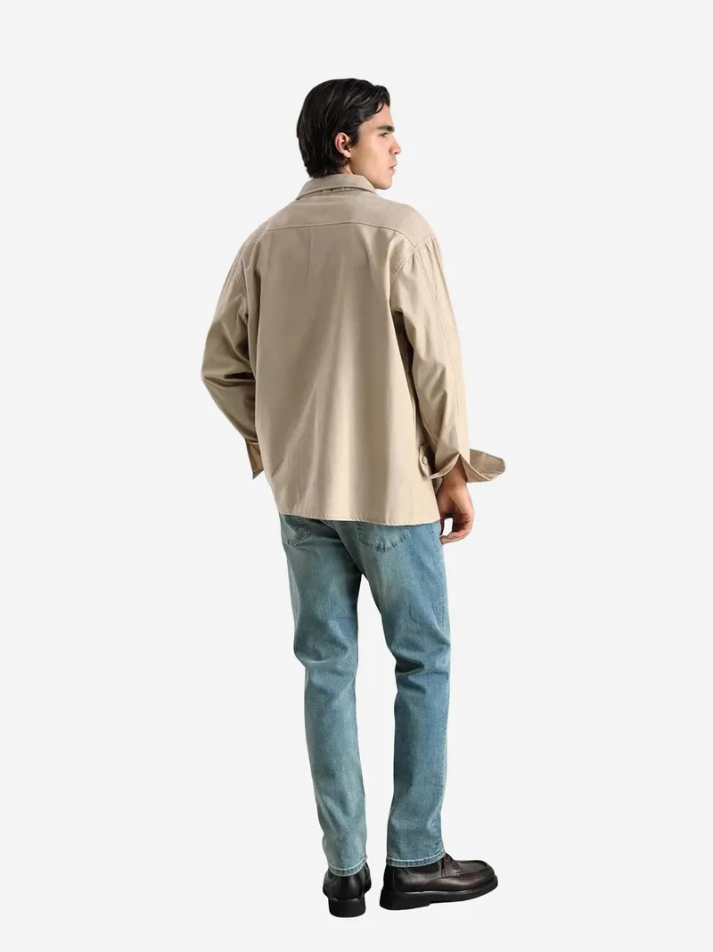 Giesto Beige Natural GIESTO Long Sleeve Button-Up Shirt with Shirt Collar for Men | Best Price UAE