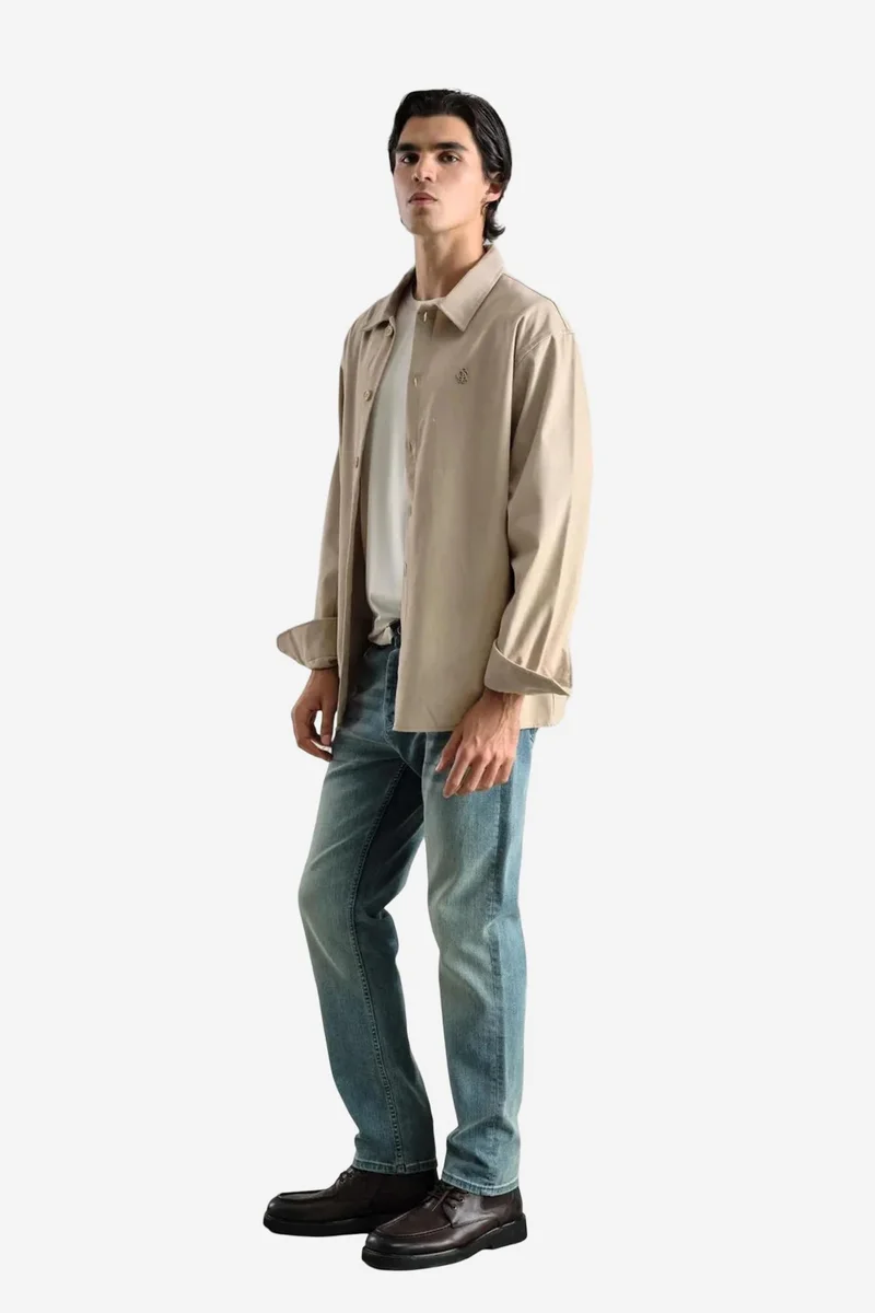 Giesto Beige Natural GIESTO Long Sleeve Button-Up Shirt with Shirt Collar for Men | Best Price UAE
