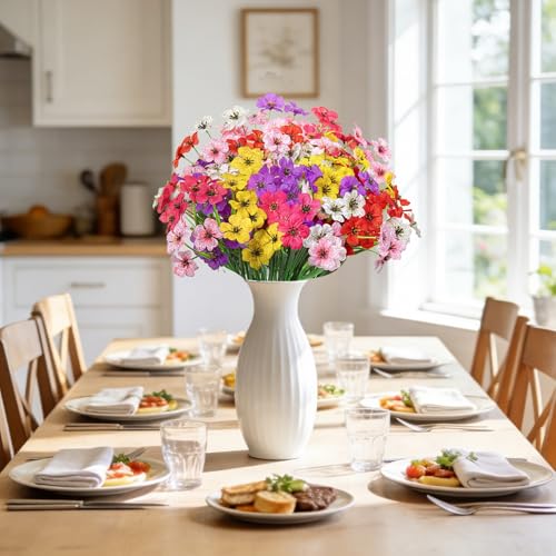 Besteek 24 Bundles Artificial Flowers for Outdoors, Fake Silk Flowers UV Resistant Faux Plastic Plants for Outside Garden Patio Window Box Farmhouse Home Decoration, Mixed Color - Image 4