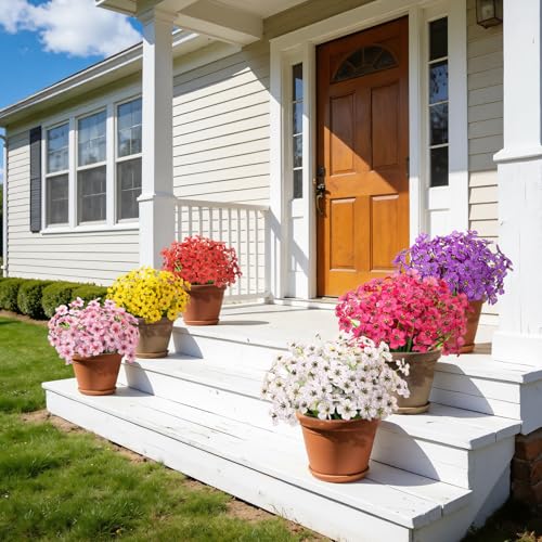 Besteek 24 Bundles Artificial Flowers for Outdoors, Fake Silk Flowers UV Resistant Faux Plastic Plants for Outside Garden Patio Window Box Farmhouse Home Decoration, Mixed Color - Image 3