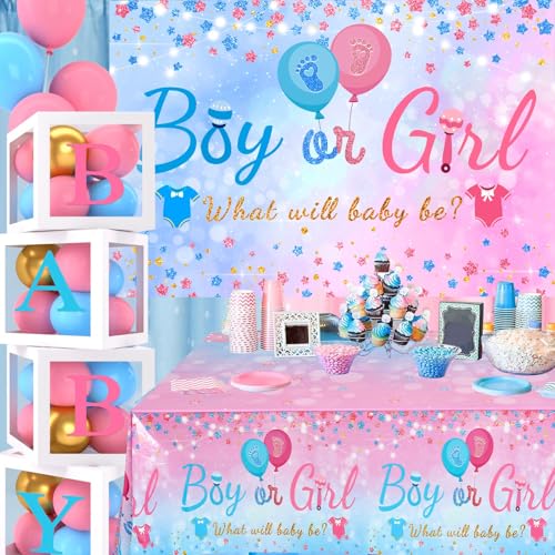FRIGG Baby Gender Reveal Party Decorations Pink Blue Balloon Arch Garland Kits With 4pcs Balloon Boxes Backdrop and Tablecloths for Baby Shower Boy or Girl Gender Reveal Party Ideas Supplies - Image 5