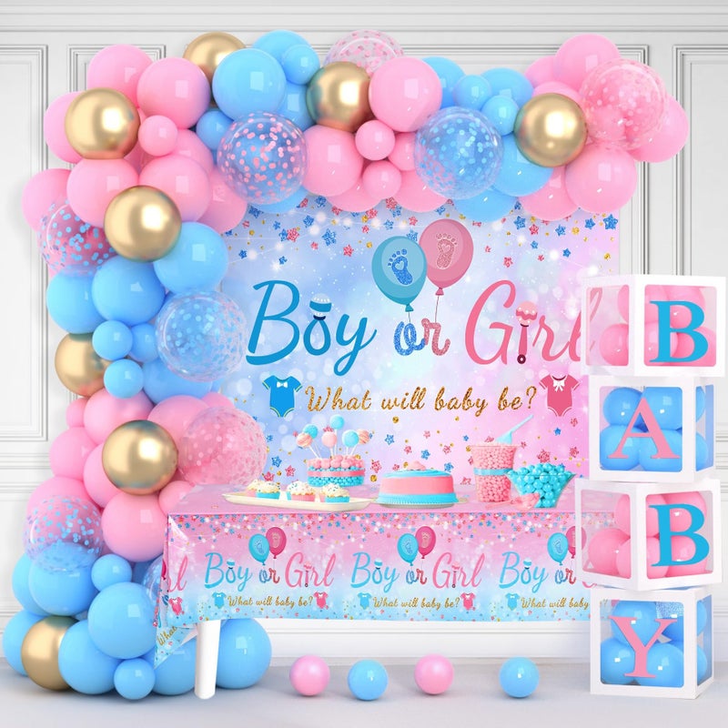 FRIGG Baby Gender Reveal Party Decorations Pink Blue Balloon Arch Garland Kits With 4pcs Balloon Boxes Backdrop and Tablecloths for Baby Shower Boy or Girl Gender Reveal Party Ideas Supplies - Image 3