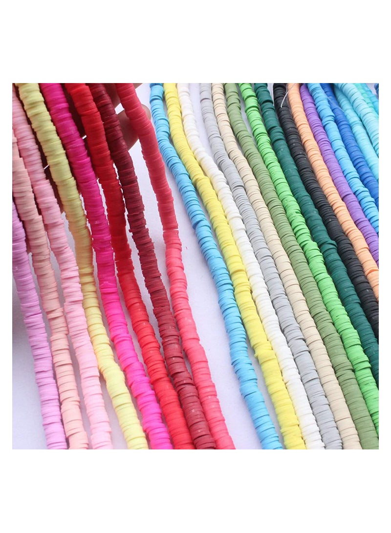 Clay Beads, Flat Round Premium Polymer Heishi Beads with Elastic Rope and Container Box Jewelry Making for Handmade Necklace Bracelet Earring DIY Craft Kit, 24 Bright Colors, 6 mm  - Image 5