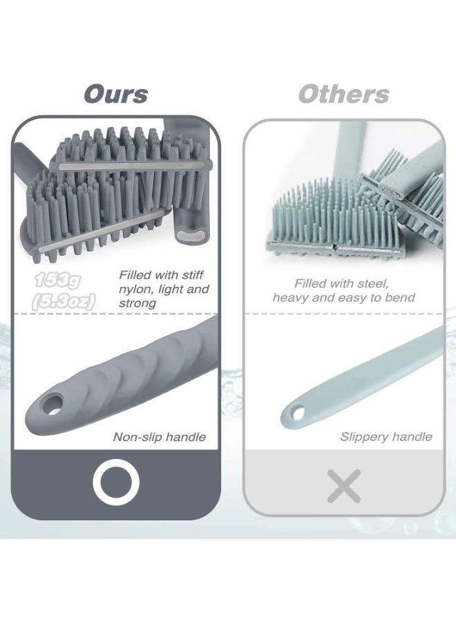 Ruili Double-sided shower brush, silicone bath body brush, 38cm silicone back scrubber, deep cleaning and exfoliating massage, quick-drying, easy to clean, perforated for convenient hanging, suitable for both men and women (black) - Image 3