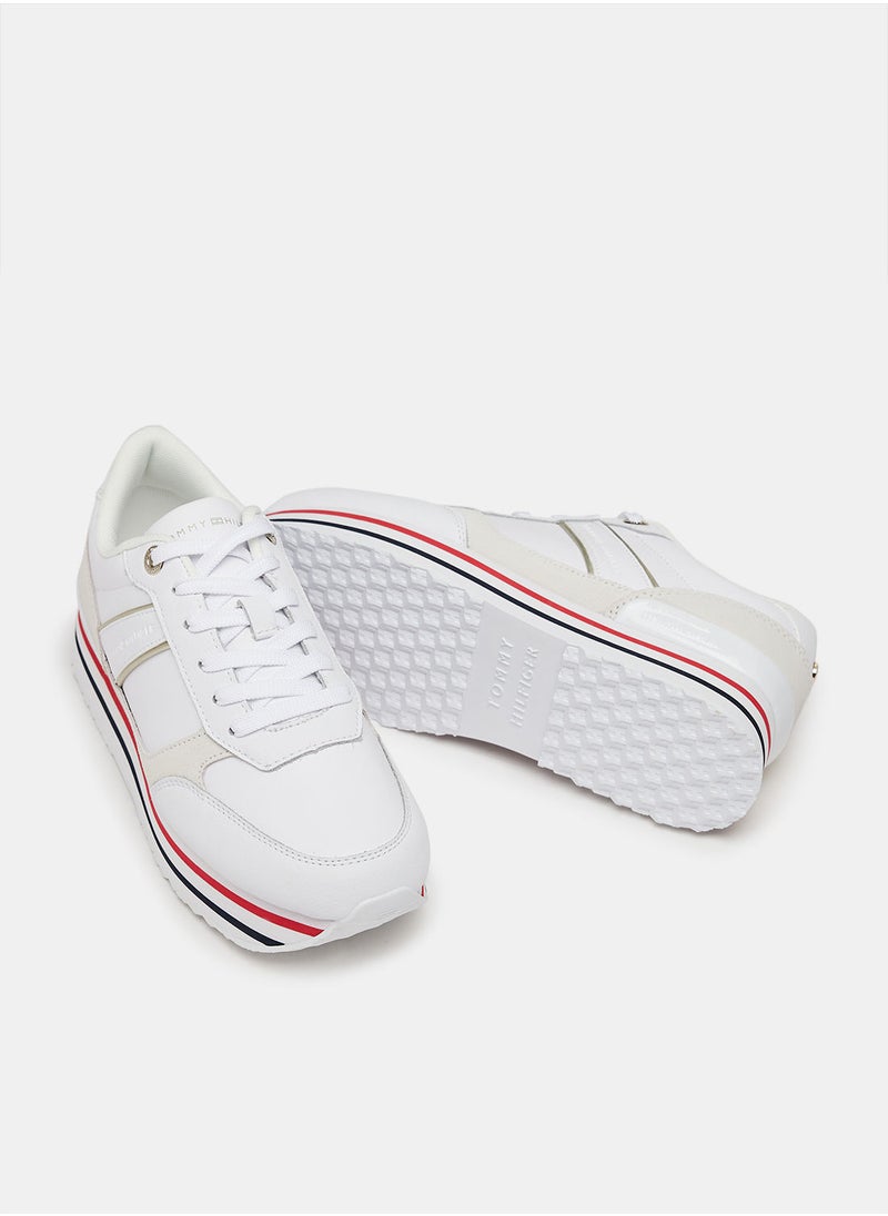 TOMMY HILFIGER - Logo Leather Platform Running Trainers - Image 1