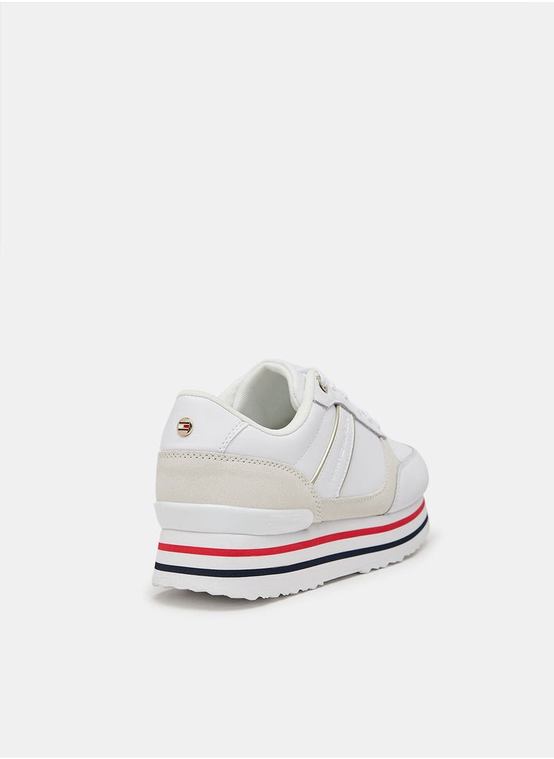 TOMMY HILFIGER - Logo Leather Platform Running Trainers - Image 1