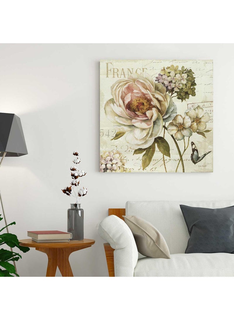 Art Street - Art Street Stretched Canvas Painting Off White Flowers Wall Art Print for Living Room, Home Decor, Wall Decoration Paintings (22x22 Inch) - Image 1