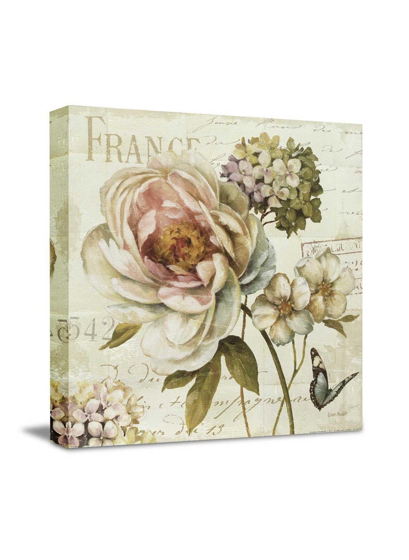Art Street - Art Street Stretched Canvas Painting Off White Flowers Wall Art Print for Living Room, Home Decor, Wall Decoration Paintings (22x22 Inch) - Image 1