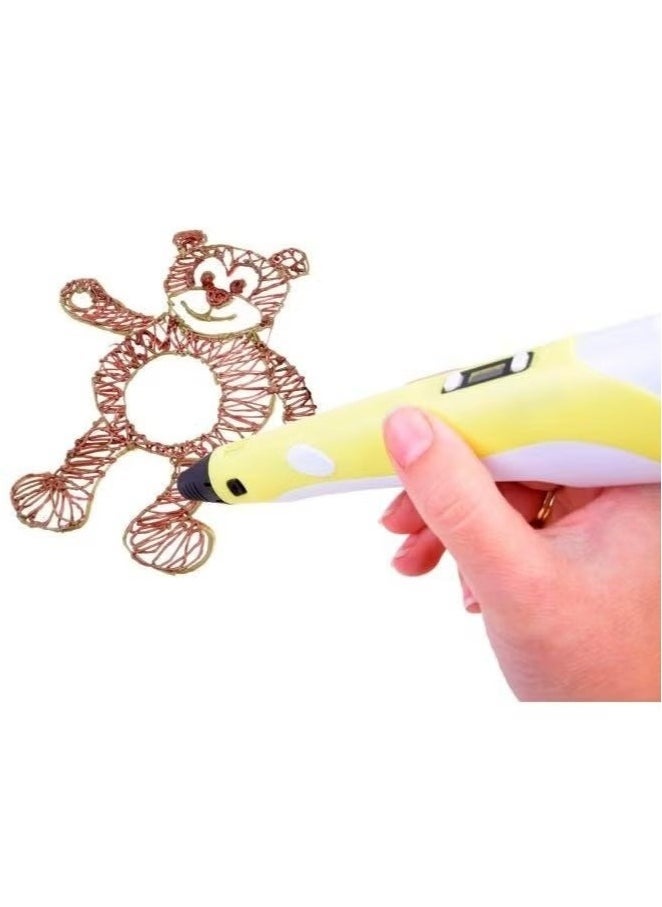 3D Printing Pen with LCD Display for Kids & Adults – Compatible with 1.75mm PLA/ABS Filament – USB Powered, Adjustable Speed & Temperature – Ideal Art Tool & Gift – Yellow - Image 1