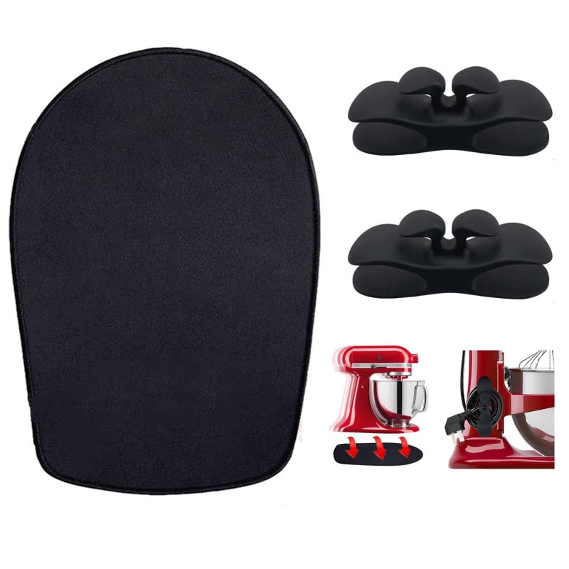 Oudizz Sliding Mats for Kitchen aid Head Stand Mixer with 2 Black Kitchen AccessoriesMixer Mover Slider Mat Pad for Kitchenaid 455 Qt TiltHead StandKitchen aid Mixers Accessories 