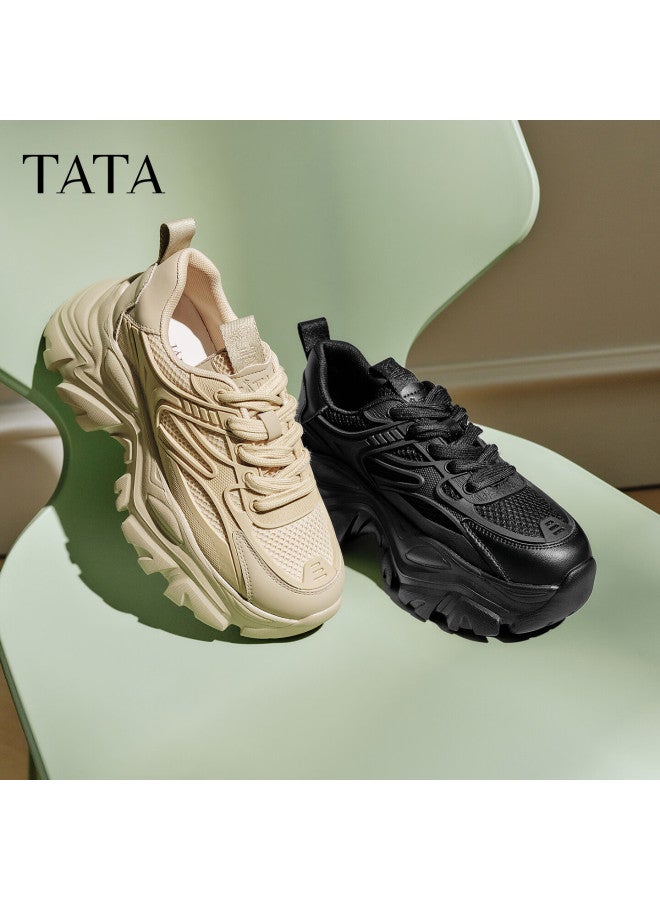 Tata Dad Shoes Women's Casual Shoes Thick-soled Heightening Shoes Summer Sneakers Black Size 39 - Image 3