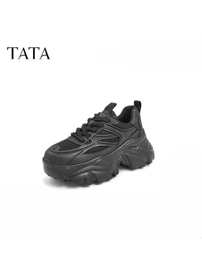 Tata Dad Shoes Women's Casual Shoes Thick-soled Heightening Shoes Summer Sneakers Black Size 39 - Image 4