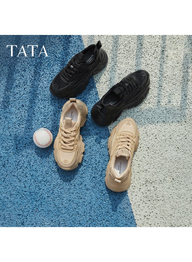 Tata Dad Shoes Women's Casual Shoes Thick-soled Heightening Shoes Summer Sneakers Black Size 39 - Image 1