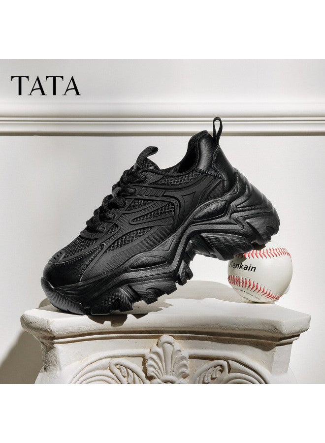 Tata Dad Shoes Women's Casual Shoes Thick-soled Heightening Shoes Summer Sneakers Black Size 39 - Image 2