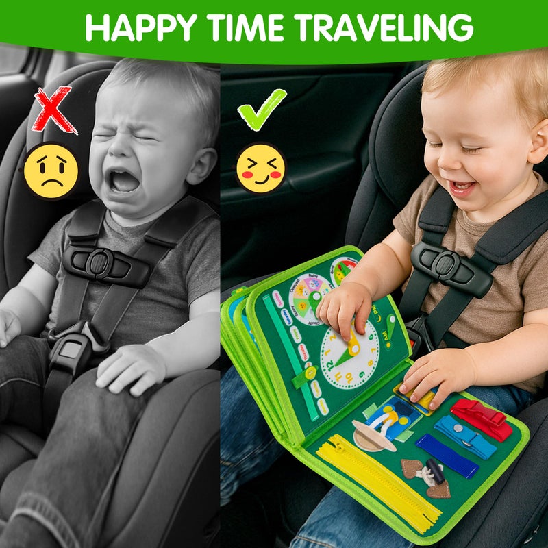 Quanquer Montessori Busy Book for Toddlers 1-3 - Farm Animal Sensory Busy Board for 1 Year Old Boys and Girls, Educational Travel Toy for Airplane Car Activities, Birthday Christmas Toddler Gifts - Image 5