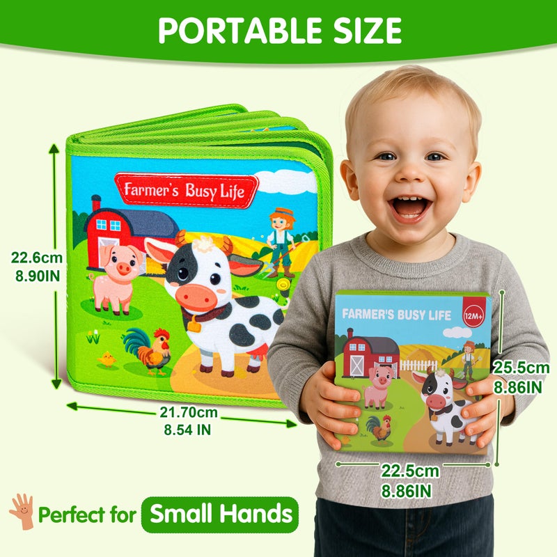 Quanquer Montessori Busy Book for Toddlers 1-3 - Farm Animal Sensory Busy Board for 1 Year Old Boys and Girls, Educational Travel Toy for Airplane Car Activities, Birthday Christmas Toddler Gifts - Image 4