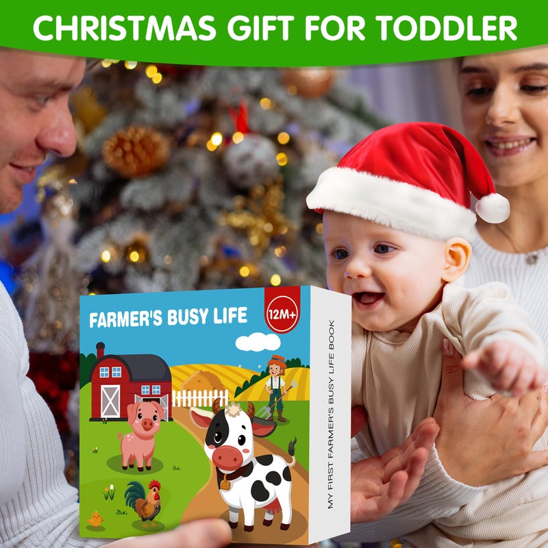 Quanquer Montessori Busy Book for Toddlers 1-3 - Farm Animal Sensory Busy Board for 1 Year Old Boys and Girls, Educational Travel Toy for Airplane Car Activities, Birthday Christmas Toddler Gifts - Image 2