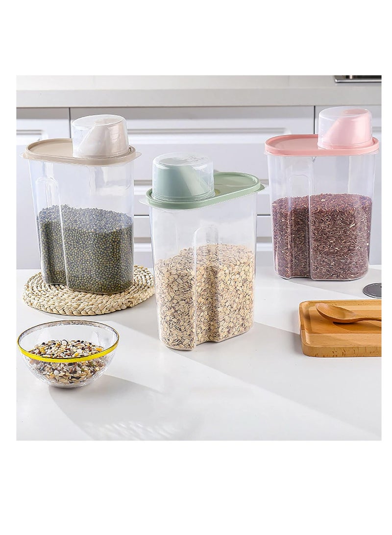 راكسوم مجموعة علب حبوب من 8 قطع | 4 عبوات سعة 2.5 لتر + 4 عبوات سعة 2 لتر، محكمة الغلق لتخزين الطعام | صندوق/موزع أرز بلاستيكي خالٍ من مادة BPA + كوب قياس وفوهة صب - Image 2
