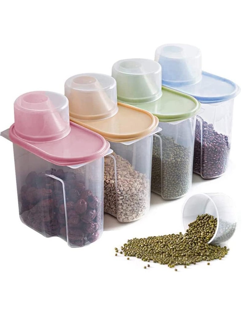 راكسوم مجموعة علب حبوب من 8 قطع | 4 عبوات سعة 2.5 لتر + 4 عبوات سعة 2 لتر، محكمة الغلق لتخزين الطعام | صندوق/موزع أرز بلاستيكي خالٍ من مادة BPA + كوب قياس وفوهة صب - Image 5