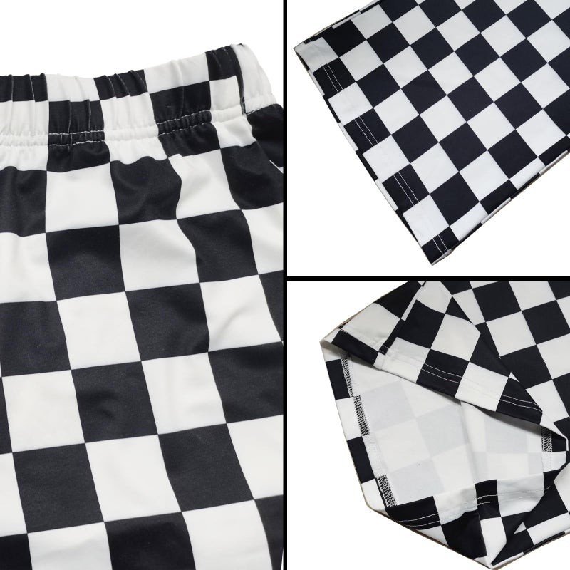 IWOLLENCE Women's Casual Loose Checkered Wide Leg Pants High Waist Straight Lounge Y2K Gingham Trousers Fall Orange Wihte, L - Image 5
