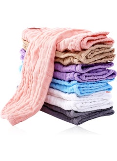 Cute Castle Cute Castle 12 Pack Muslin Burp Cloths for Baby - Ultra-Soft 100% Cotton Baby Washcloths - Large 20'' by 10'' Super Absorbent Milk Spit Up Rags - Burpy Cloths for Unisex, Boy, Girl - Multicolor  - Image 1
