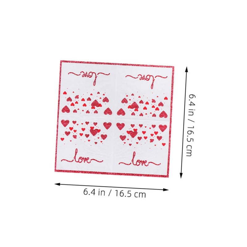 مناديل عيد الحب 40 قطعة بتصاميم قلب رومانسية لحفل زفاف احتفالي - Image 3