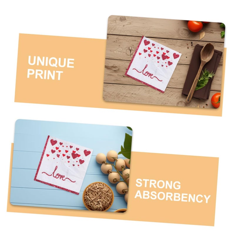 مناديل عيد الحب 40 قطعة بتصاميم قلب رومانسية لحفل زفاف احتفالي - Image 4