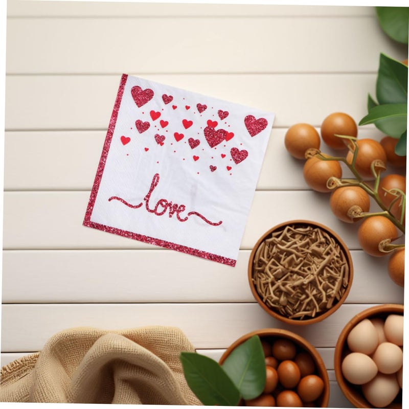 مناديل عيد الحب 40 قطعة بتصاميم قلب رومانسية لحفل زفاف احتفالي - Image 5