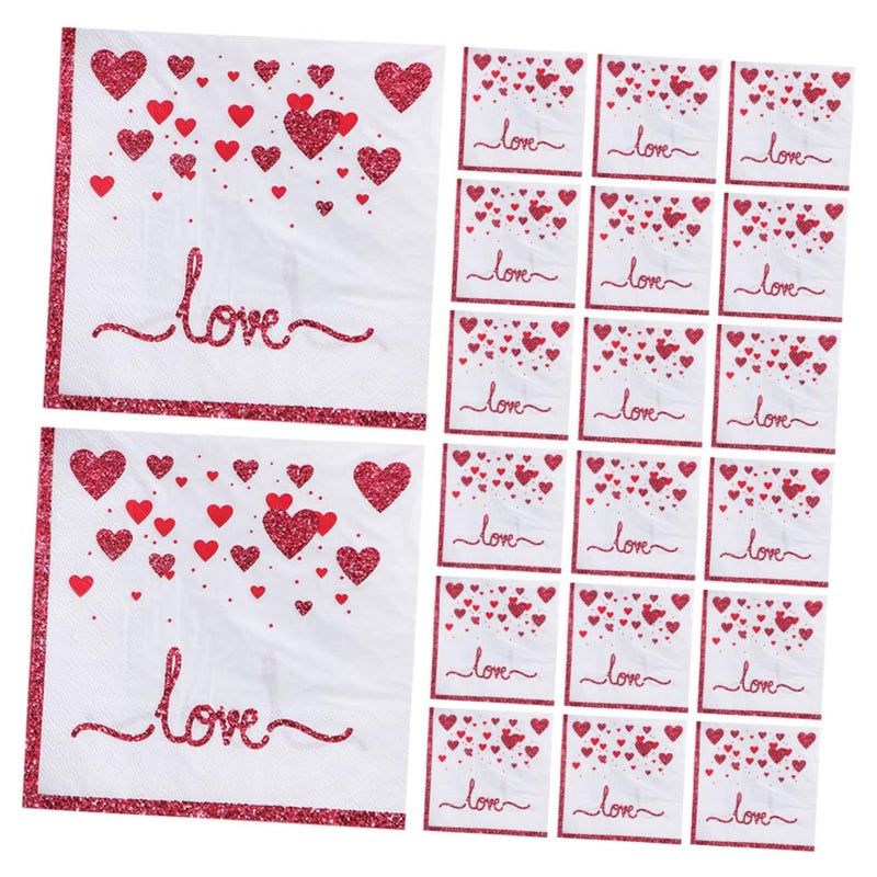 مناديل عيد الحب 40 قطعة بتصاميم قلب رومانسية لحفل زفاف احتفالي - Image 2
